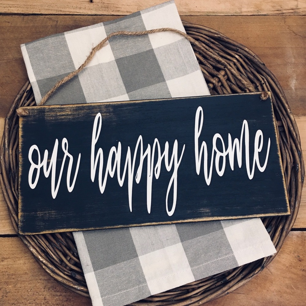 π2/$30!π Our Happy Home- Wood Painted Sign - Picture 1 of 5